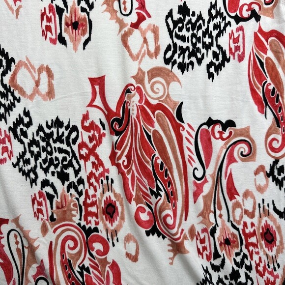 Chico’s Tunic Top Women’s 2 Paisley Ikat Stretch Knit Cap Sleeve Boho Blouse - Picture 6 of 15